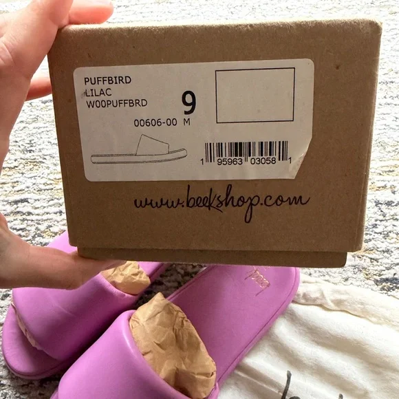 New Beek Puffbird lilac Slide Sandals leather size 9 - Picture 5 of 5